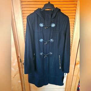 New!! Women's Calvin Klein Hooded Wool Toggle Coat Size Small